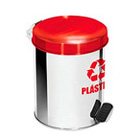 Lixeira para coleta seletiva de plástico em inox com pedal