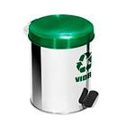 Lixeira para coleta seletiva de vidro em inox e com pedal