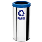 Lixeira em inox para coleta seletiva de papel com tampa aro