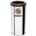 Lixeira em inox para coleta seletiva de orgânicos com tampa aro