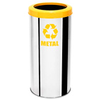 Lixeira em inox para coleta seletiva de metal com tampa aro