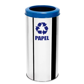 Lixeira em inox para coleta seletiva de papel - com tampa aro
