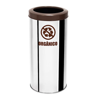 Lixeira em inox para coleta seletiva de orgânicos - com tampa aro
