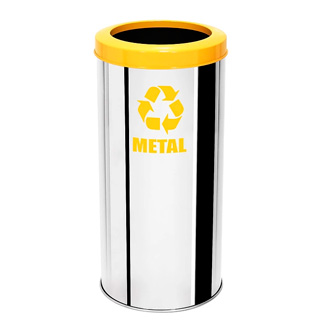 Lixeira em inox para coleta seletiva de metal - com tampa aro