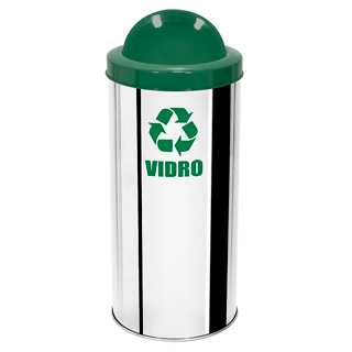 Lixeira em inox para coleta seletiva de vidro - com tampa basculante