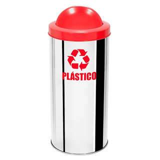 Lixeira em inox para coleta seletiva de plástico - com tampa basculante