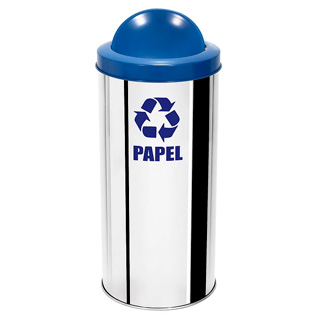 Lixeira em inox para coleta seletiva de papel - com tampa basculante