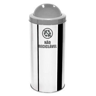 Lixeira em inox para coleta seletiva de não recicláveis - com tampa basculante