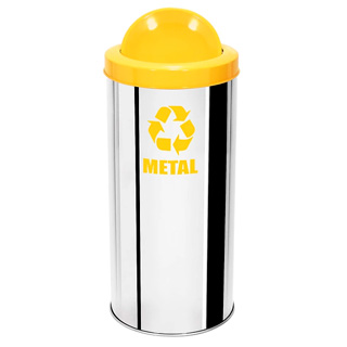 Lixeira em inox para coleta seletiva de metal - com tampa basculante